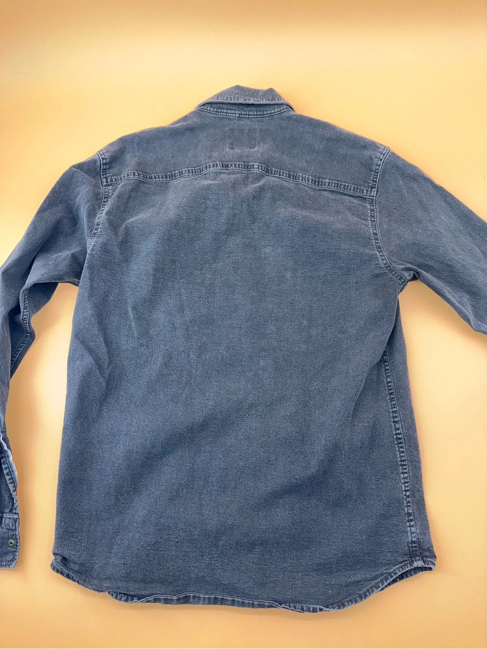 Wrangler Western Snap Button Utility Shirt Black Denim Cotton Long Sleeve